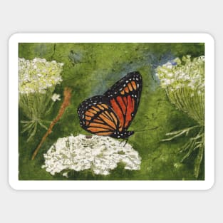 Viceroy Butterfly On Queen Anne's Lace Watercolor Batik Sticker